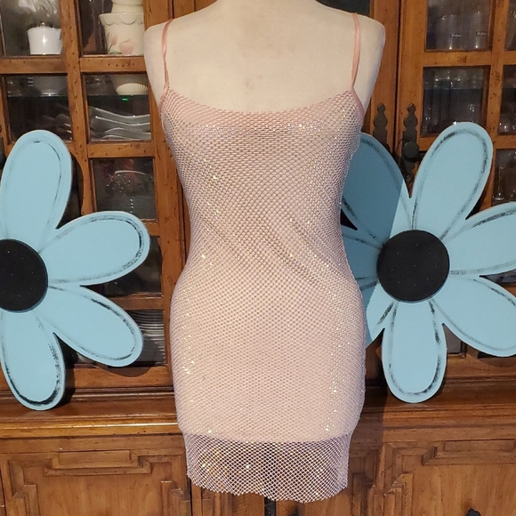 Sparkling Pink Mesh Dress - Picture 1 of 7